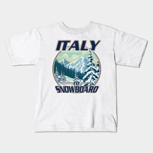 Italy To Snowboard logo Kids T-Shirt